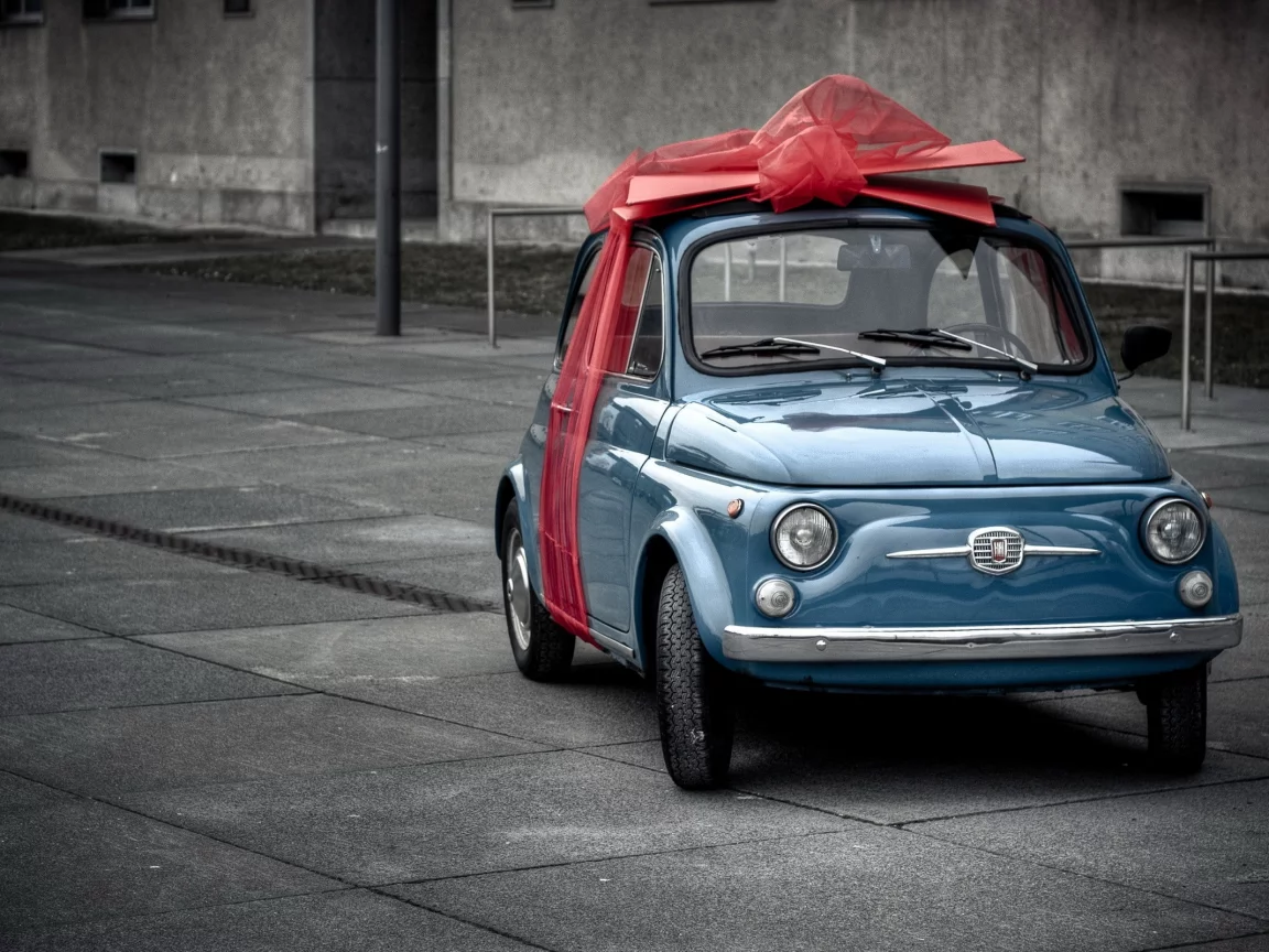 fiat, подарок, автомобиль, бант, фиат