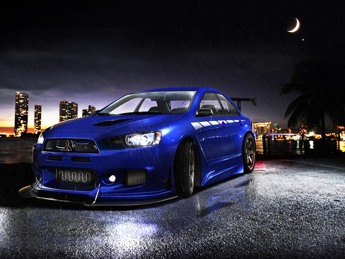 дождь, lancer, evolutionх, mitsubishi