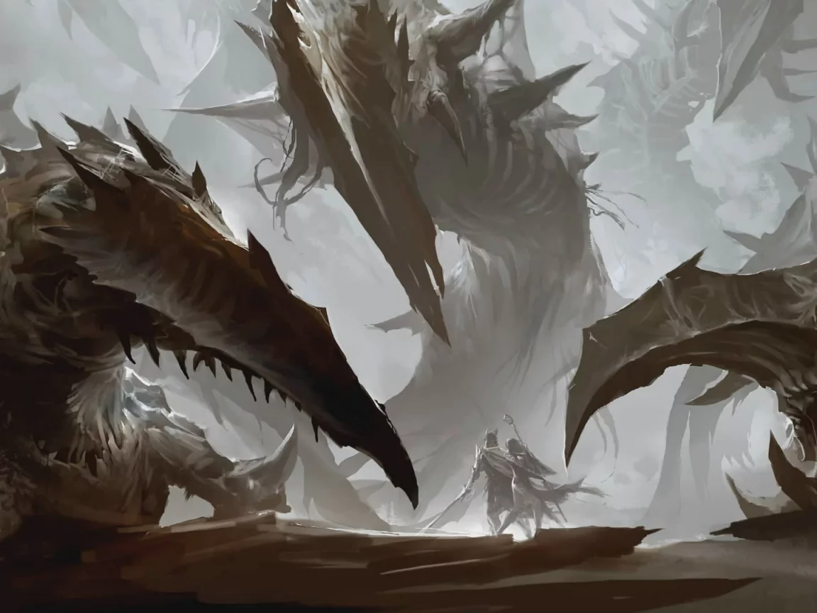 пасть, щупальца, маг, панцирь, монстр, guild wars 2, меч, зубы, посох, воин