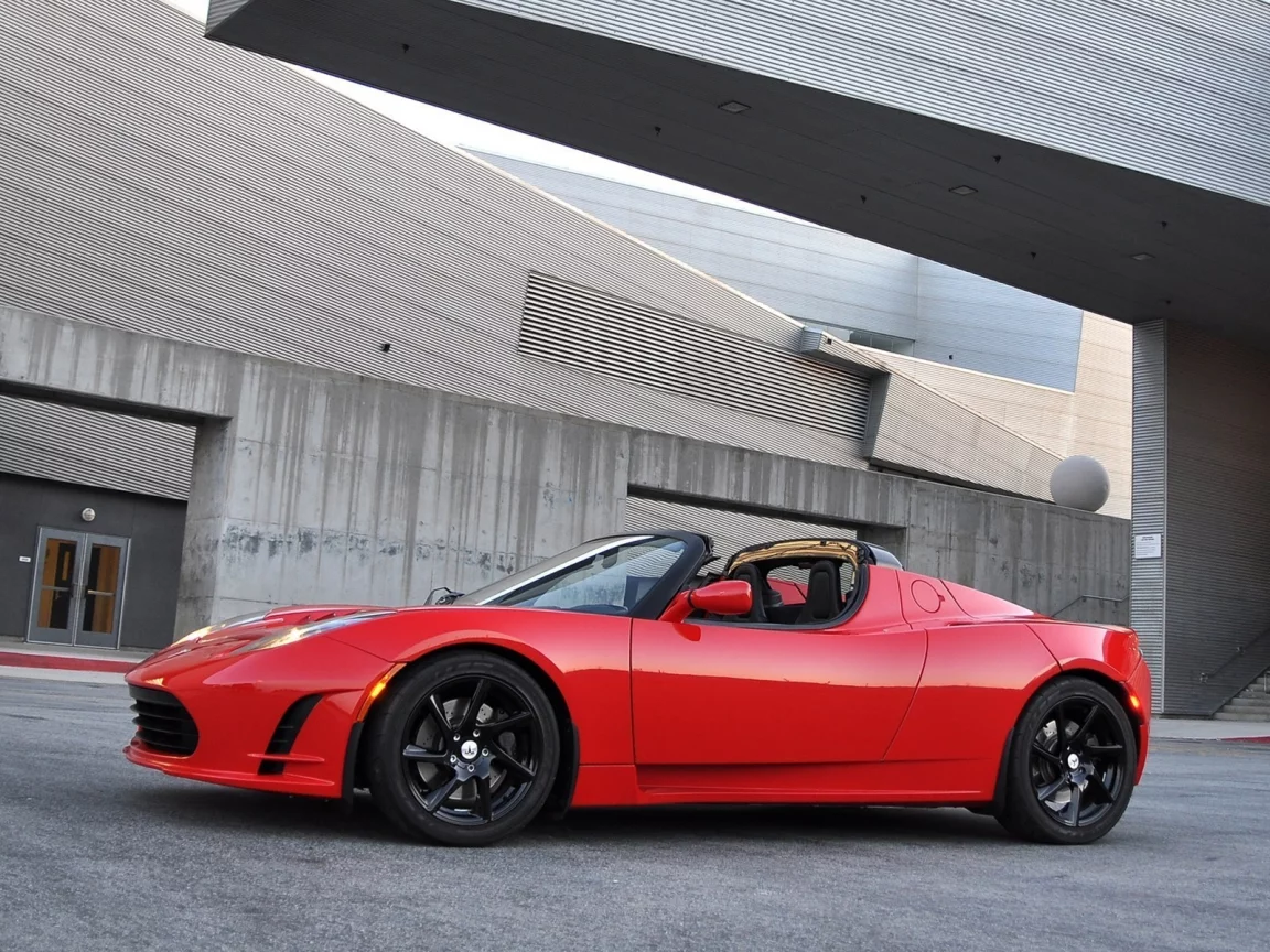 электрокар, roadster, красный, tesla, тесла, авто