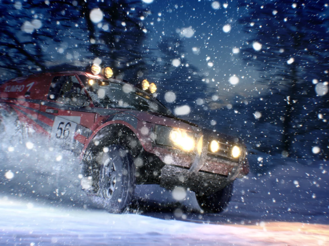 ночь, снег, dirt 3, land rover, скорость