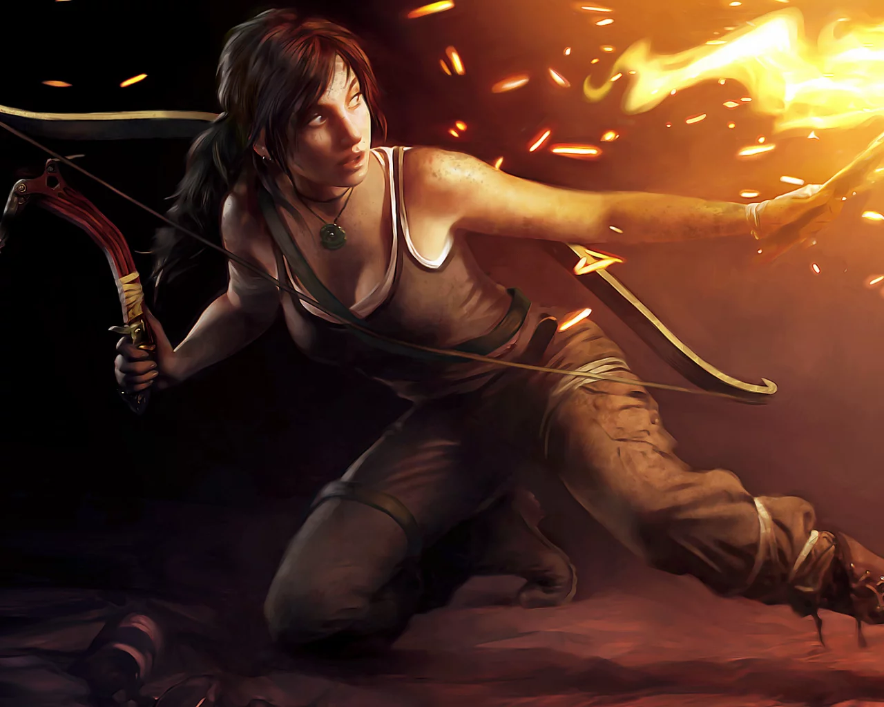 факел, пещера, lara croft, лара крофт, tomb raider, тьма, девушка