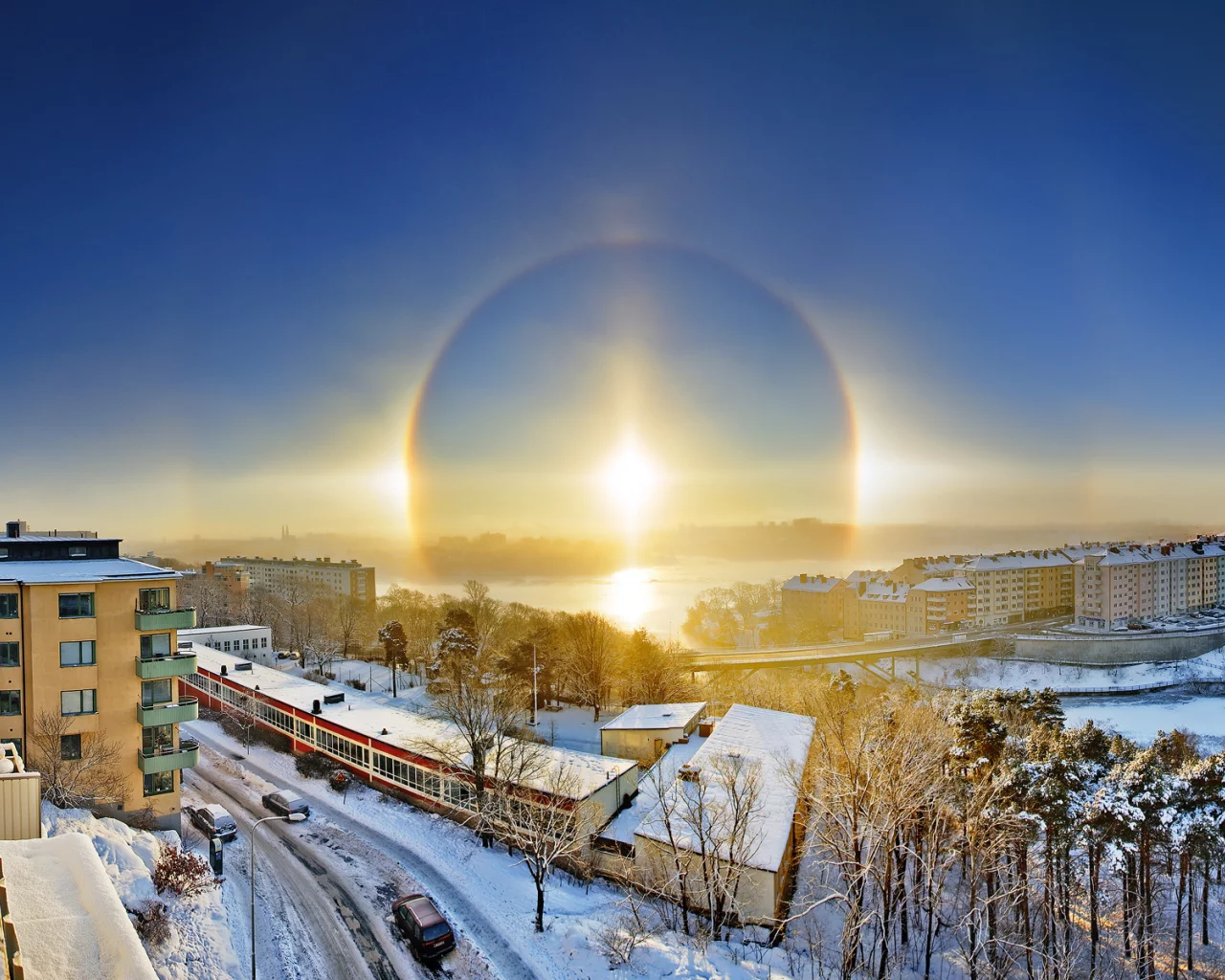 зима, солнце, halo