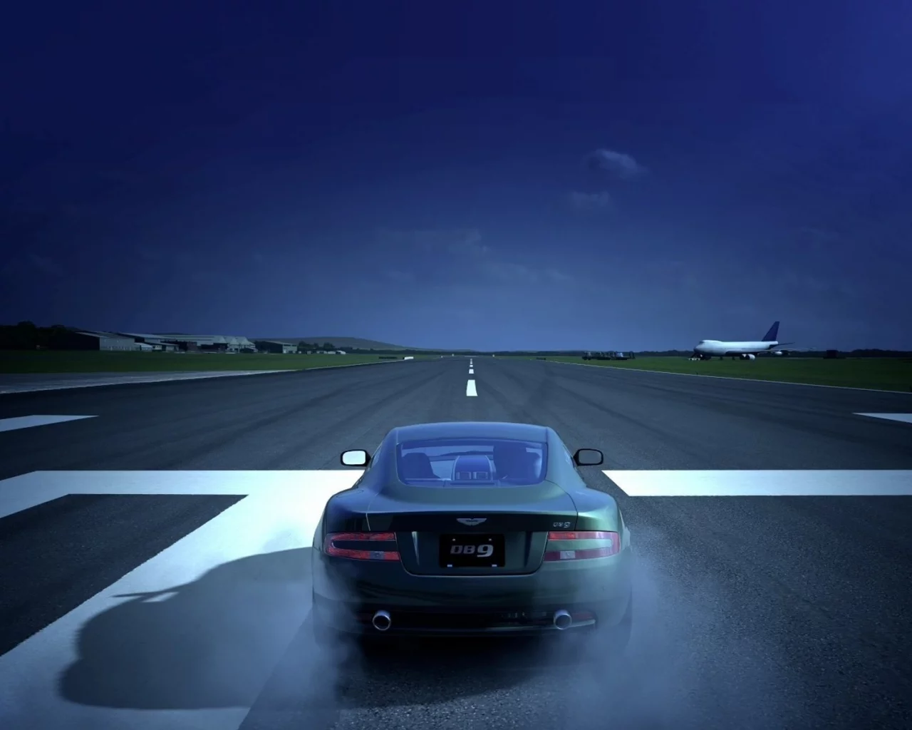 db9, самолет, взлетная полоса, aston martin, top gear