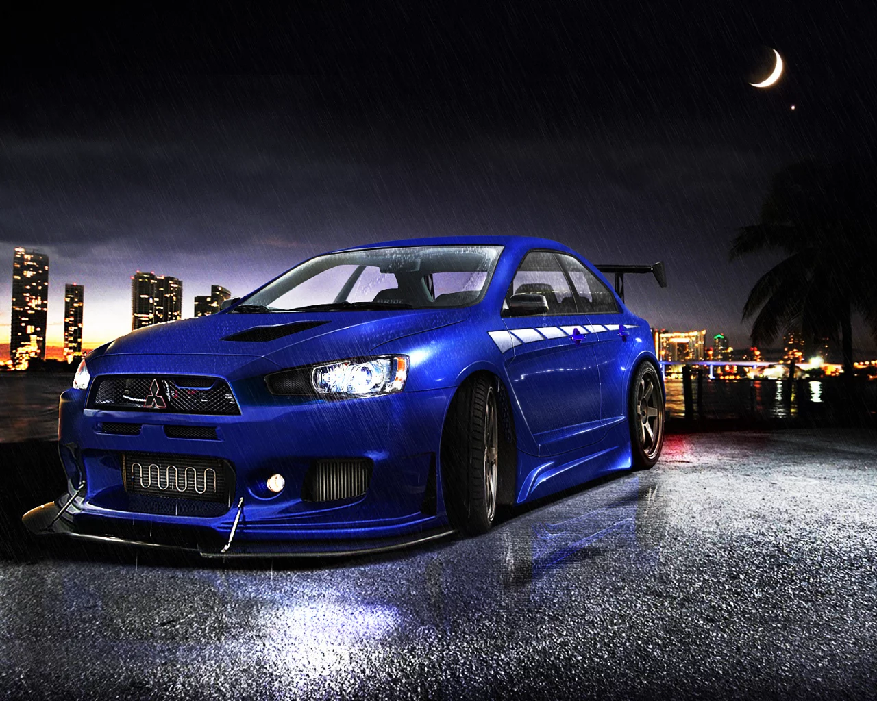 дождь, lancer, evolutionх, mitsubishi