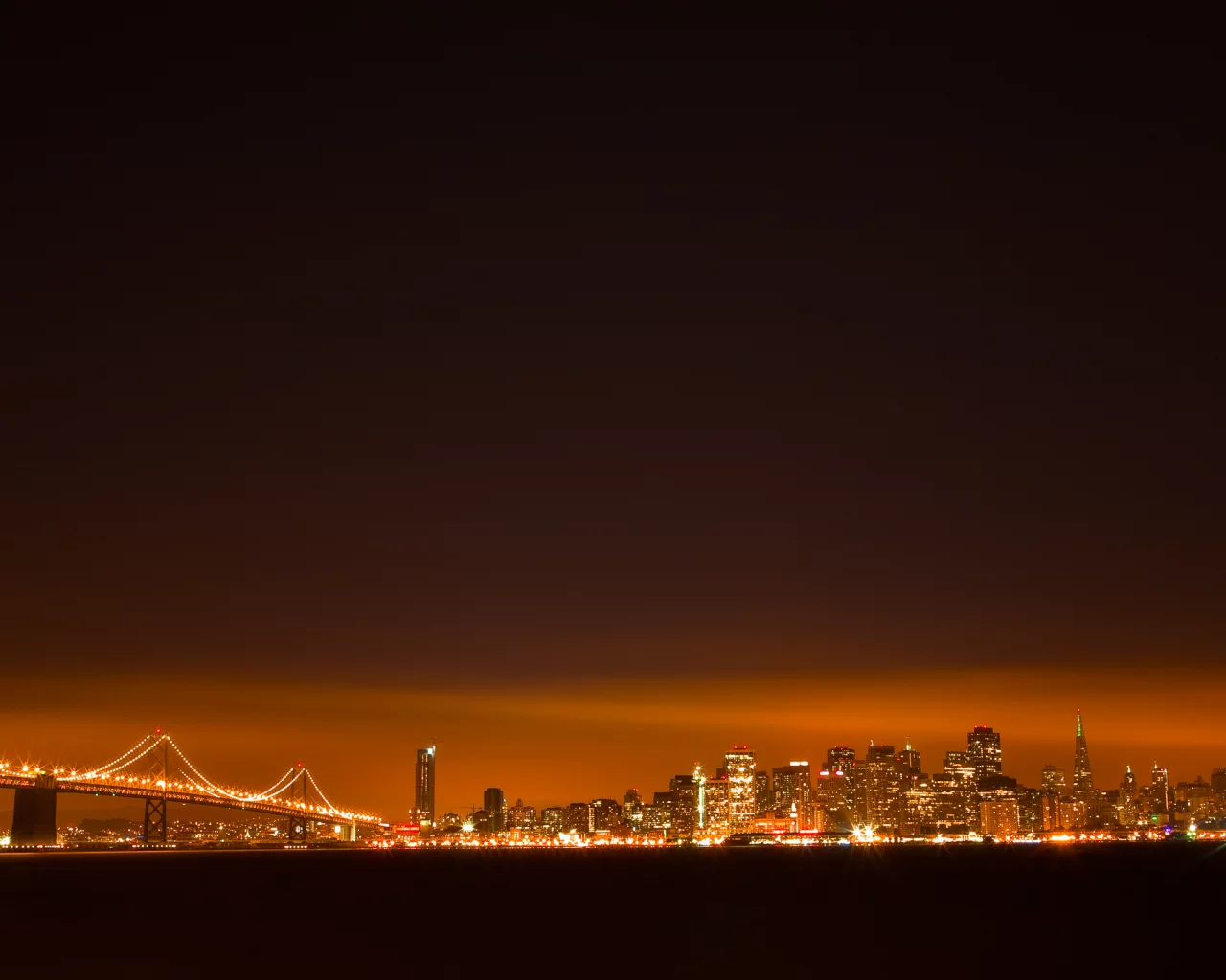 здания, вода, мост, город, небо, сан-франциско, ночь, огни, san francisco