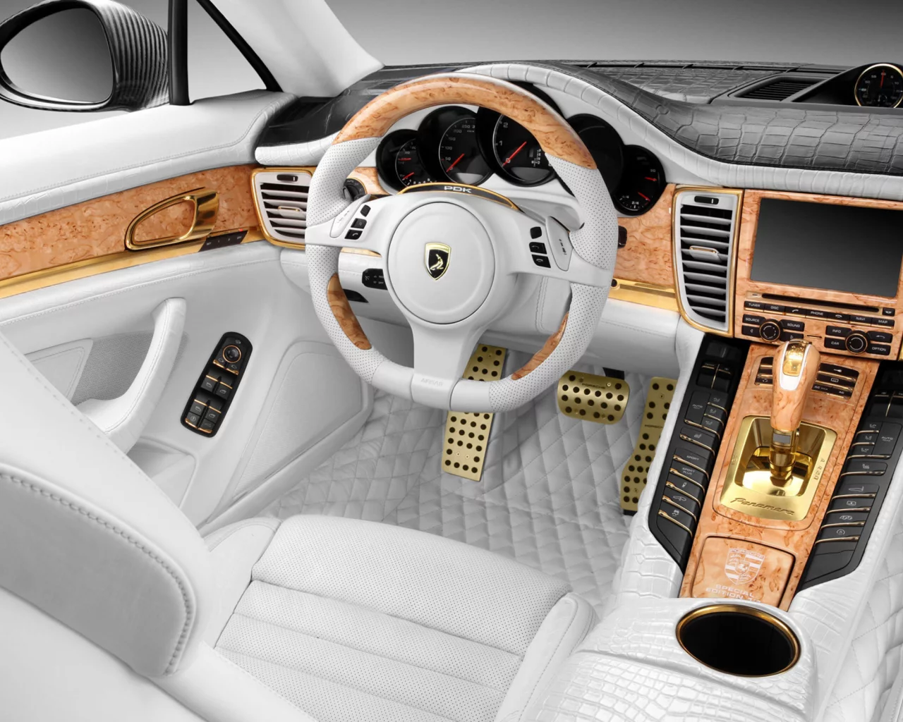 мечта, золото, крокодиловая, салон, panamera, кожа, porshe, эксклюзив