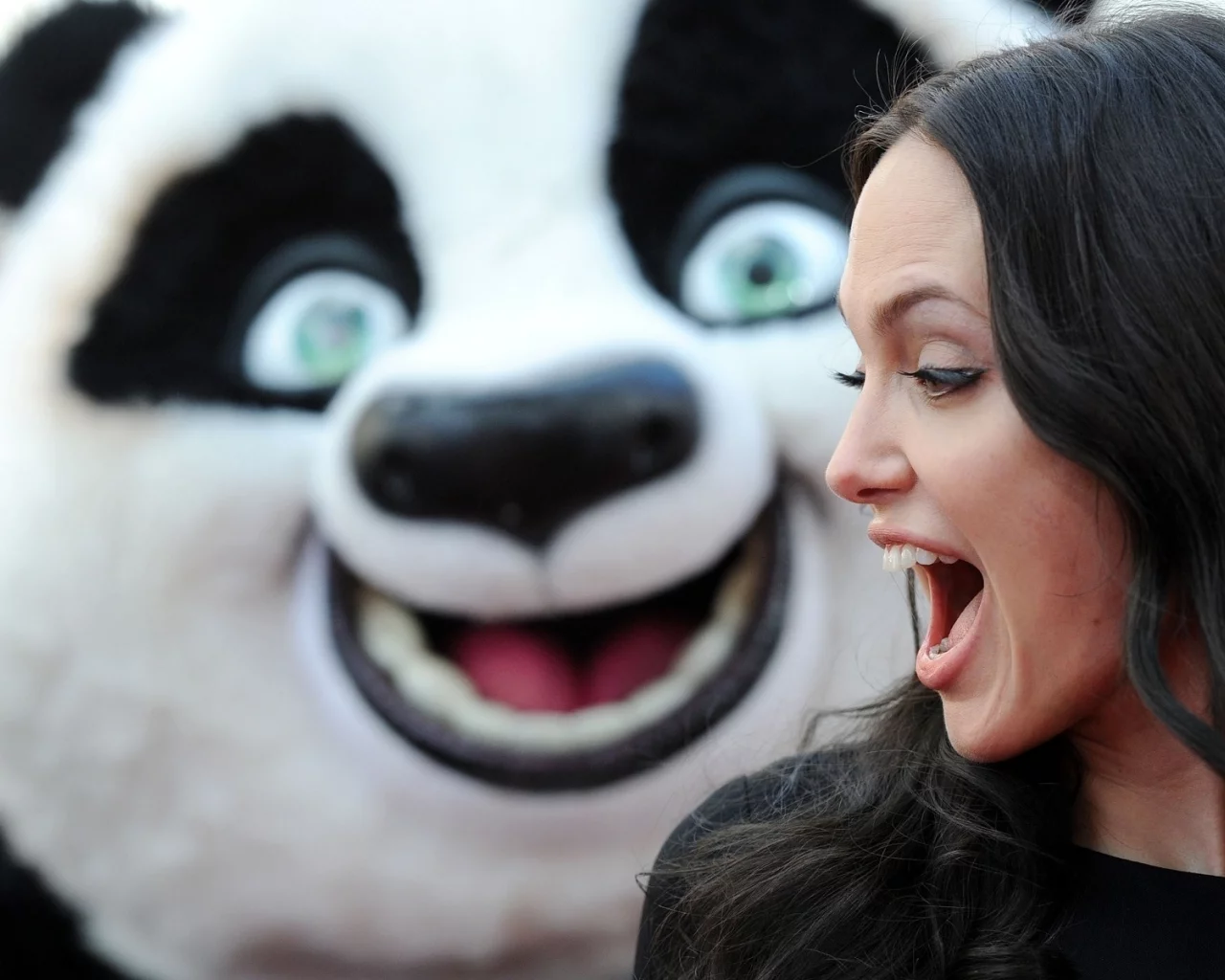 девушка, улыбка, kung-fu panda, анджелина джоли, актриса, angelina jolie, кунг-фу панда, волосы