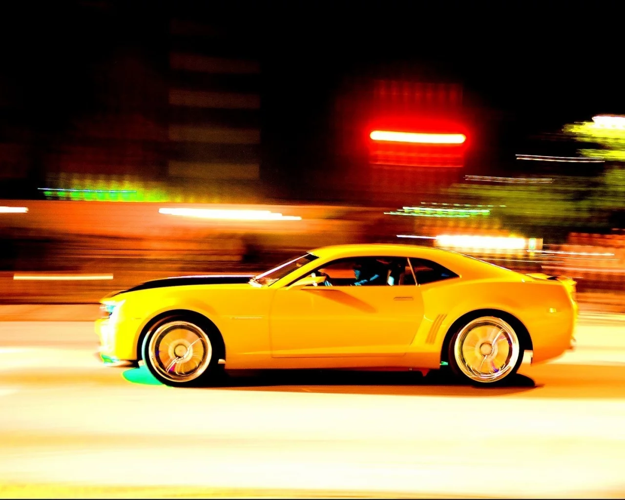 camaro, камаро, скорость, желтый