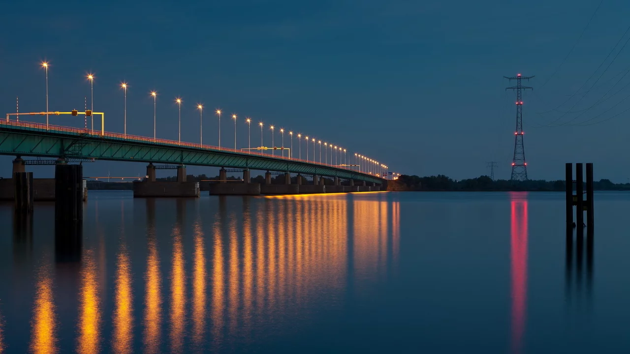 мост, река, ночь