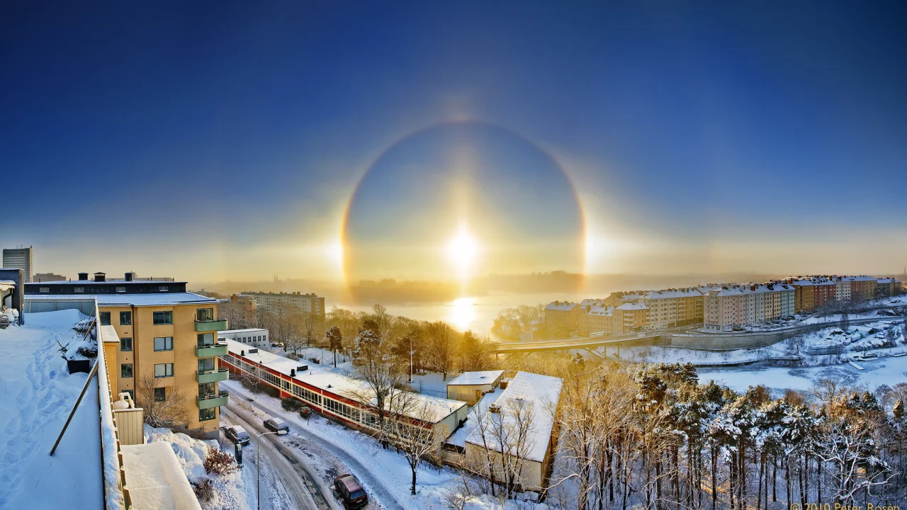 зима, солнце, halo