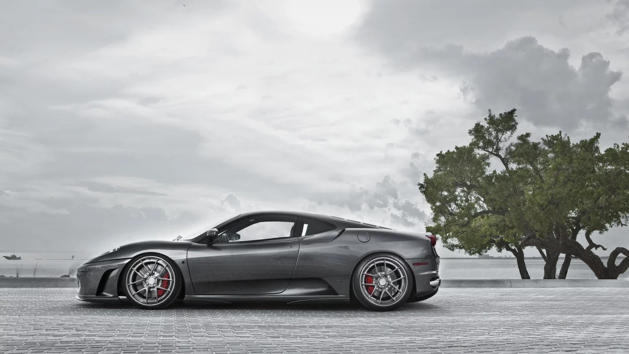 цвет, брусчатка, небо, горизонт, дерево, ferrari, побережье, серый