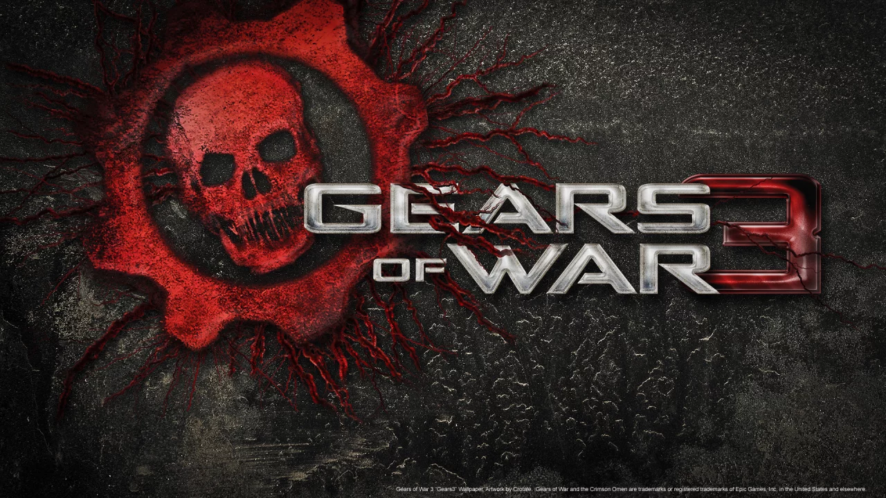 шестеренка, череп, gears of war 3, кровь