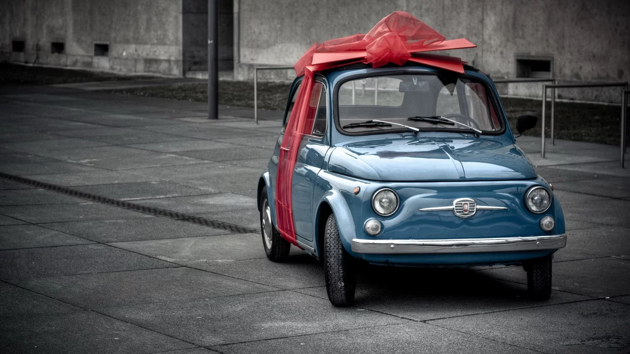 fiat, подарок, автомобиль, бант, фиат