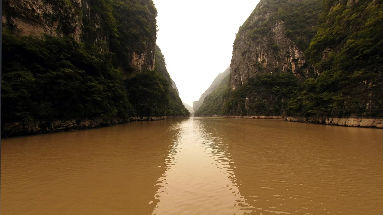 горы, каньён, вода, мох, ущелье