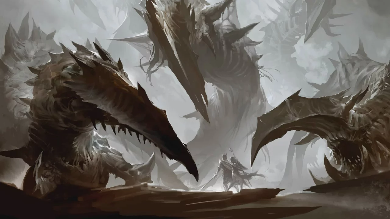 пасть, щупальца, маг, панцирь, монстр, guild wars 2, меч, зубы, посох, воин