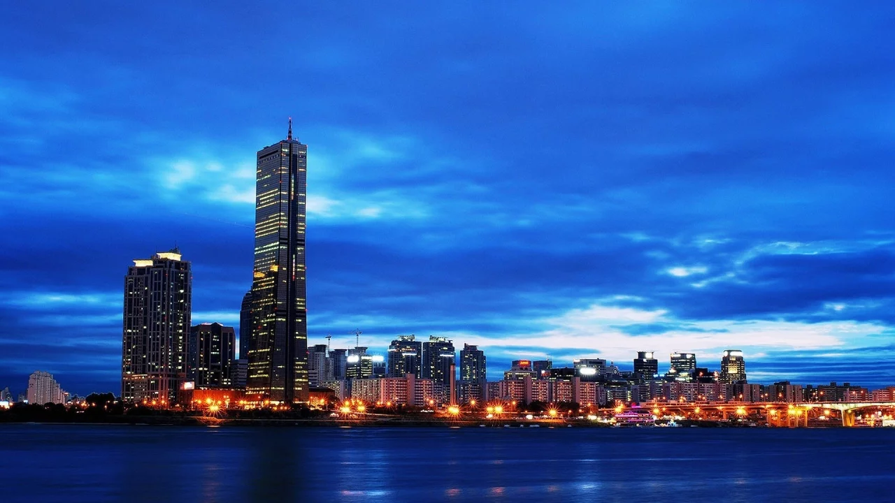 небоскребы, сеул, огни, seoul, южная корея