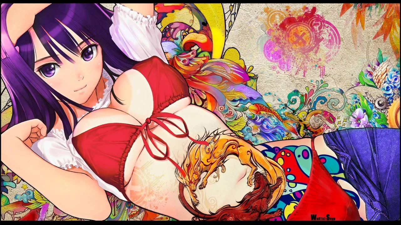 татуировка, рисунок, грудь, bakemonogatari, senjougahara hitagi