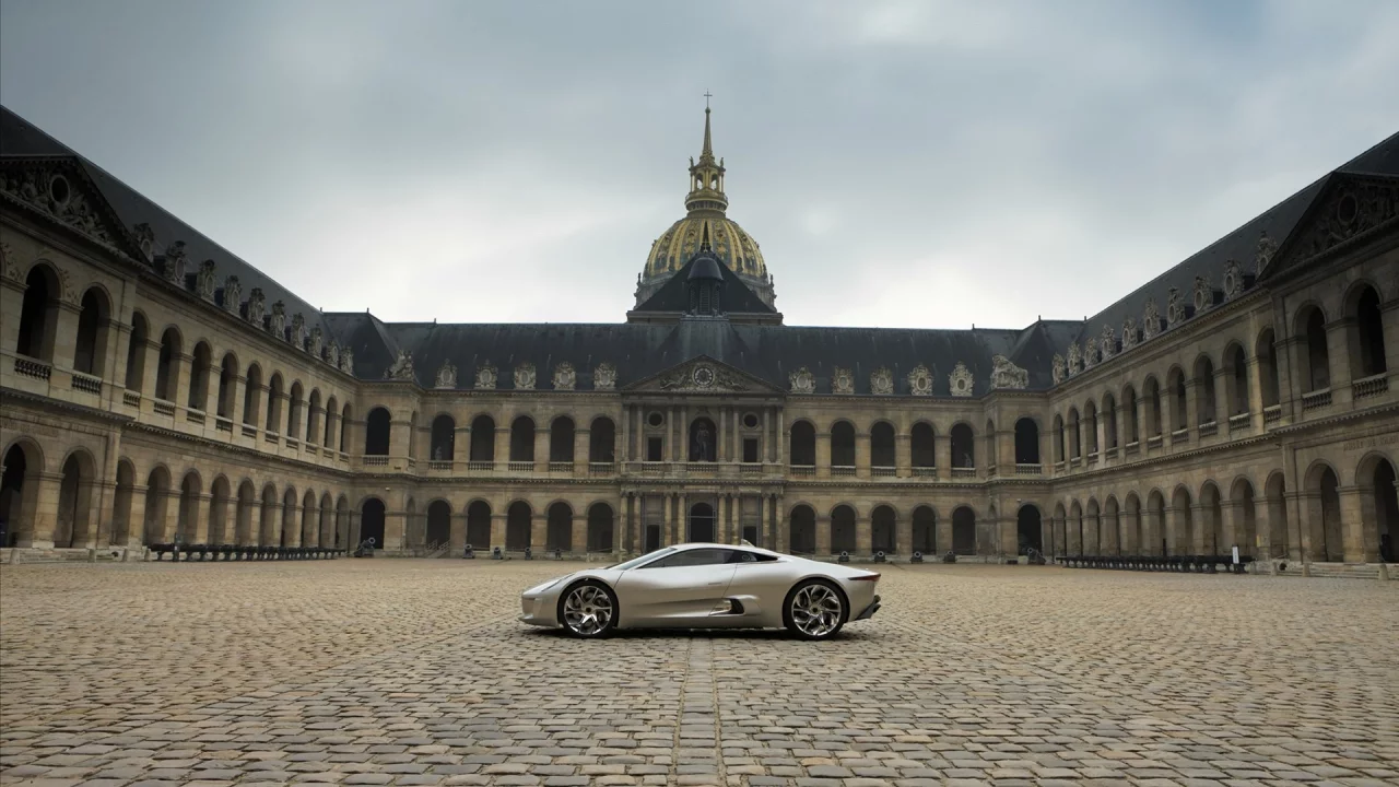jaguar c-x75, париж, тротуар, ягуар, paris auto show