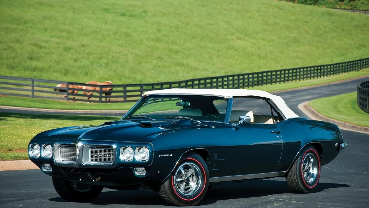 pontiac, air iv convertible, firebird, 400 ram, дорога, лошади, изгородь