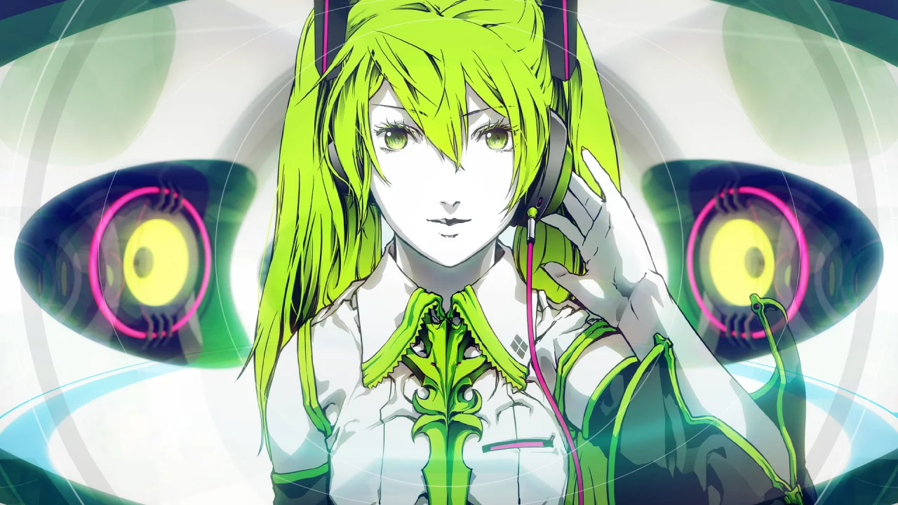 вокалоид, miku hatsune, наушники, vocaloid