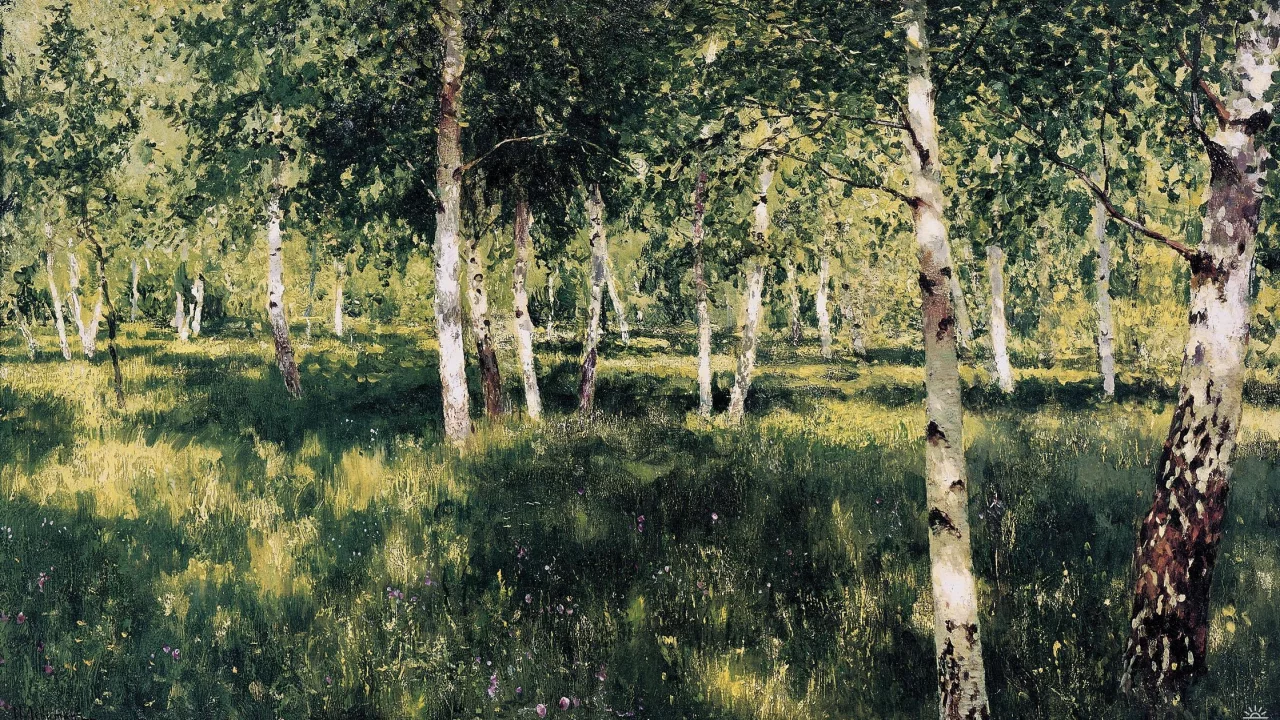 природа, исаак левитан, картина, живопись, искусство, берёзовая роща