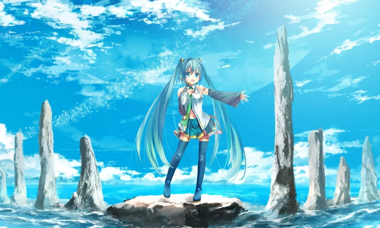 hatsune miku, vocaloid, небо, мику хацунэ, вокалоид