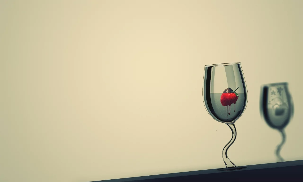клубника, strawberry, drops, отражение, вода, water, краски, glass, капли, reflection, рисунок, бокал, picture, colors, 2560x1600