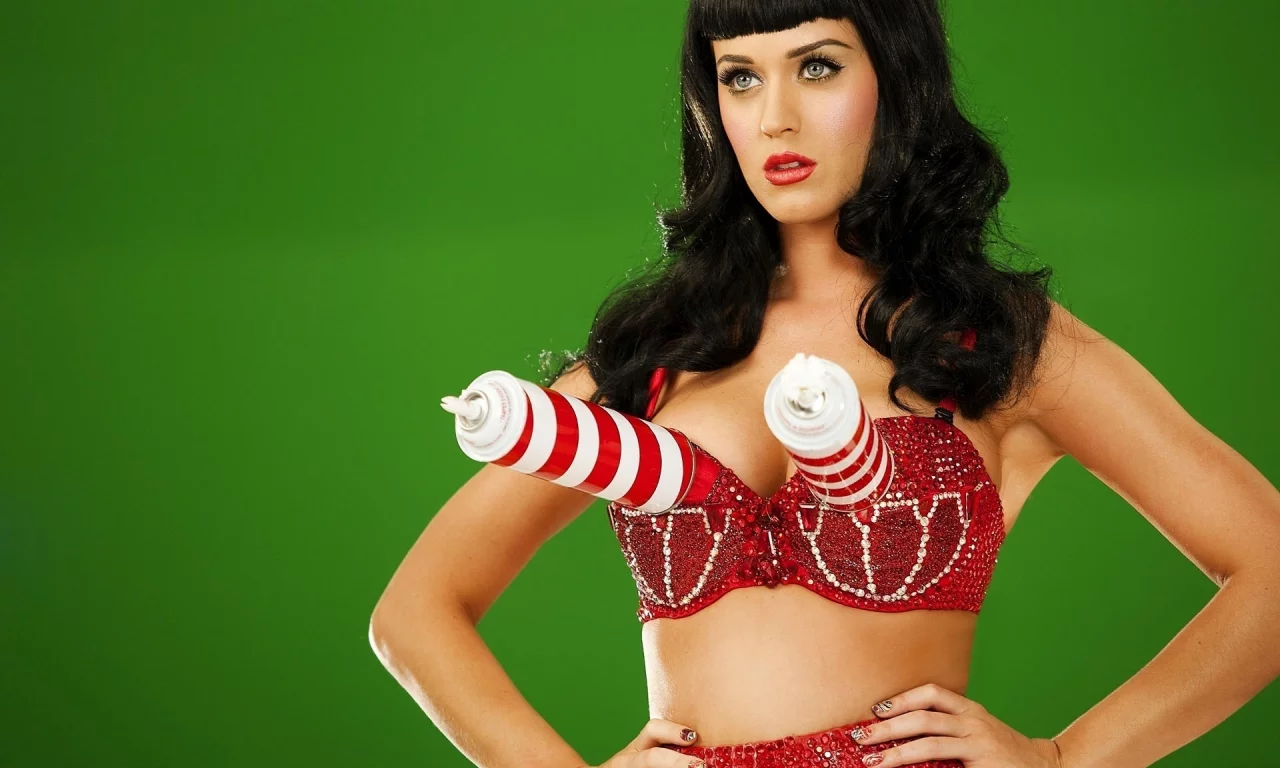баллоны, кэти перри, брюнетка, зелёное, katy perry, красный, грудь, певица