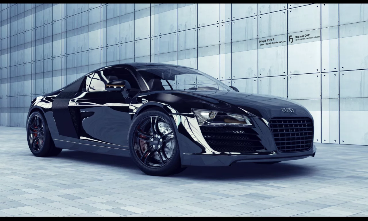 r8, evil, рендер, black, audi
