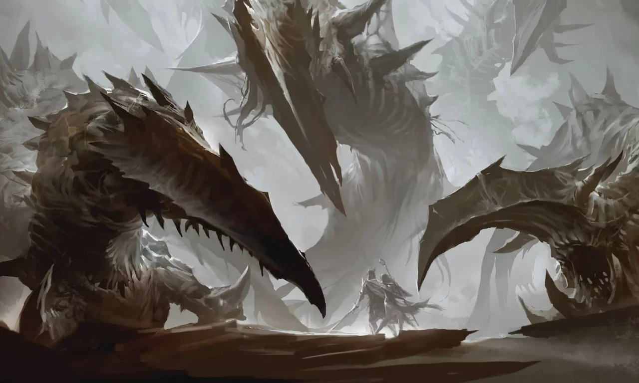 пасть, щупальца, маг, панцирь, монстр, guild wars 2, меч, зубы, посох, воин