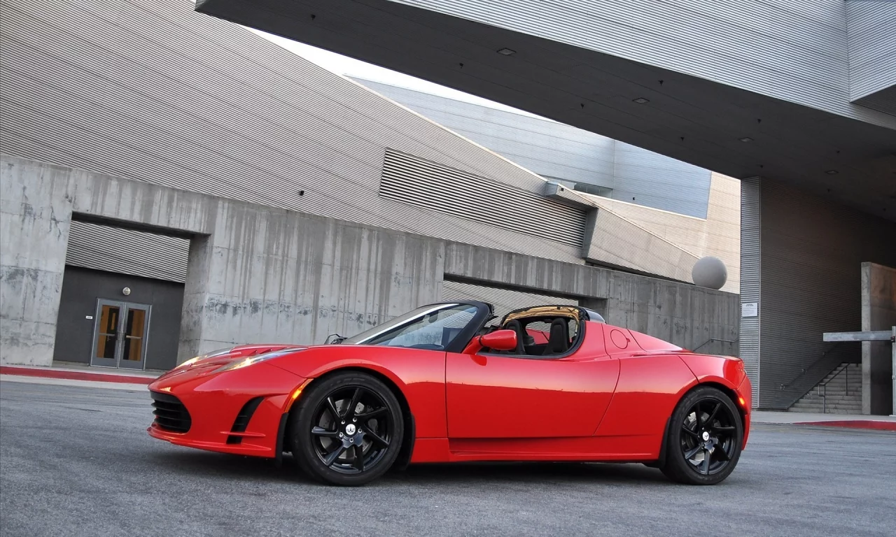 электрокар, roadster, красный, tesla, тесла, авто
