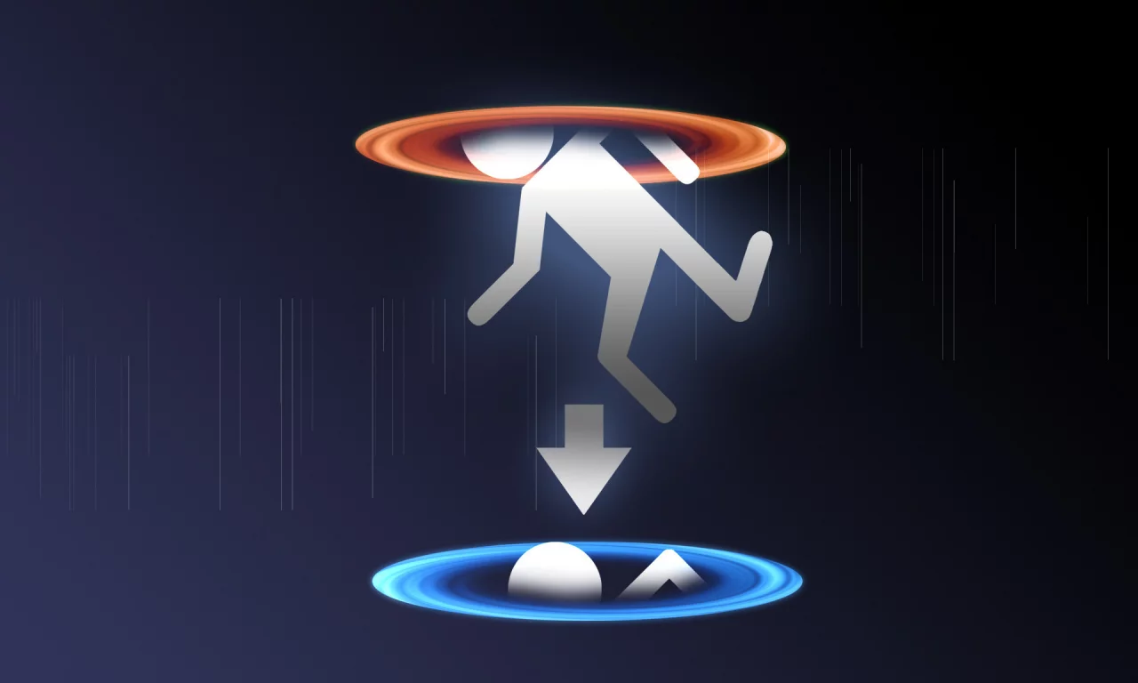 portal, портал, человечек