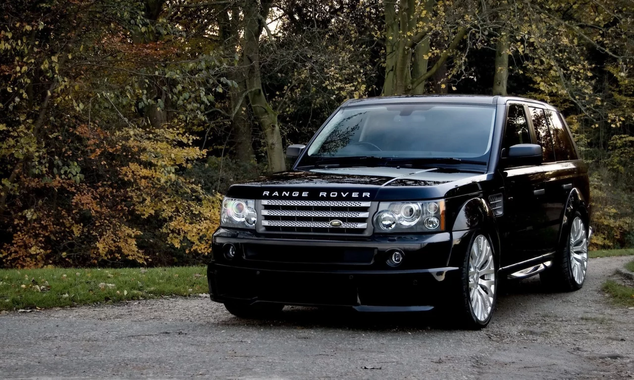 kahn, rover, cosworth, деревья, автомобиль, осень, машина, черный, range