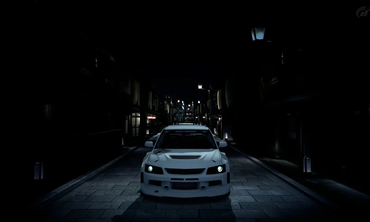 wide, evo9, япония, машины, gt5, тюнинг, фонари, grantourismo5, tuning, ночь, mitsubishi, города, игры, mitsubishi evolution9, widebody, night