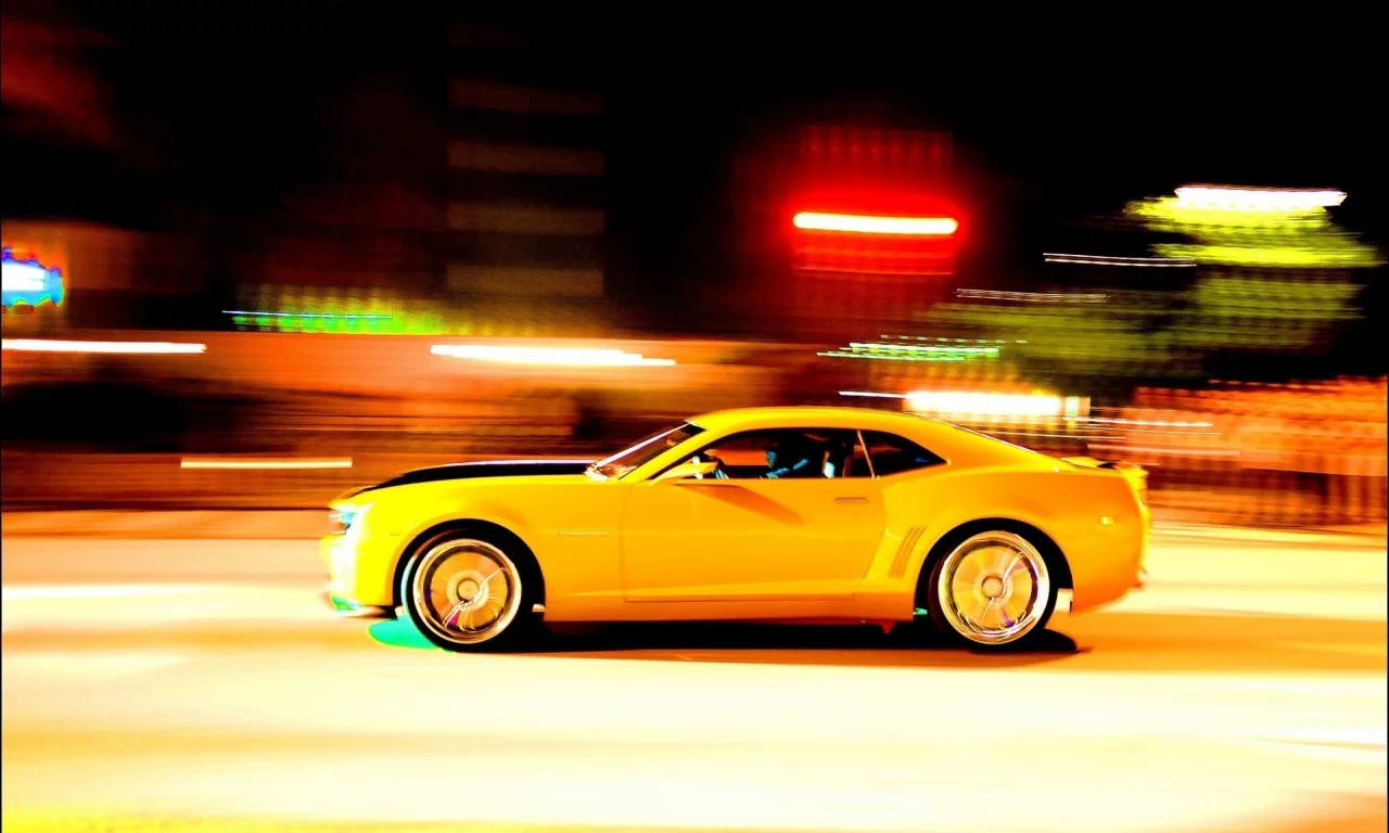 camaro, камаро, скорость, желтый