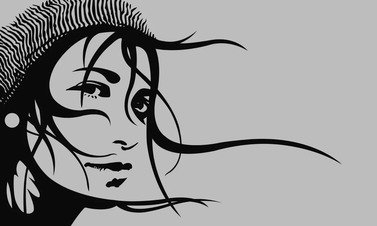 lines, look, волосы, девушка, picture, girl, eyes, вектор, рисунок, 2560x1600, hair, линий, стиль, vector, глаза, style, взгляд