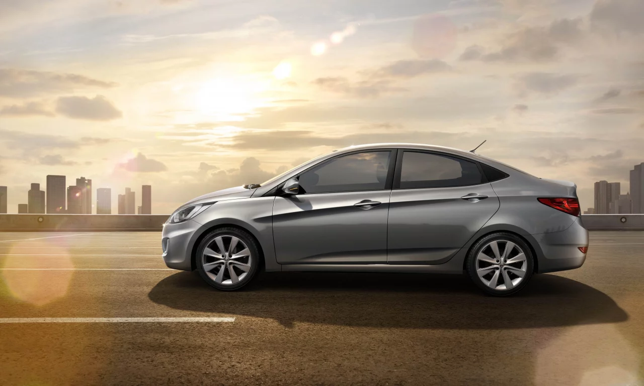 солнце, solaris, здания, дорога, hyundai