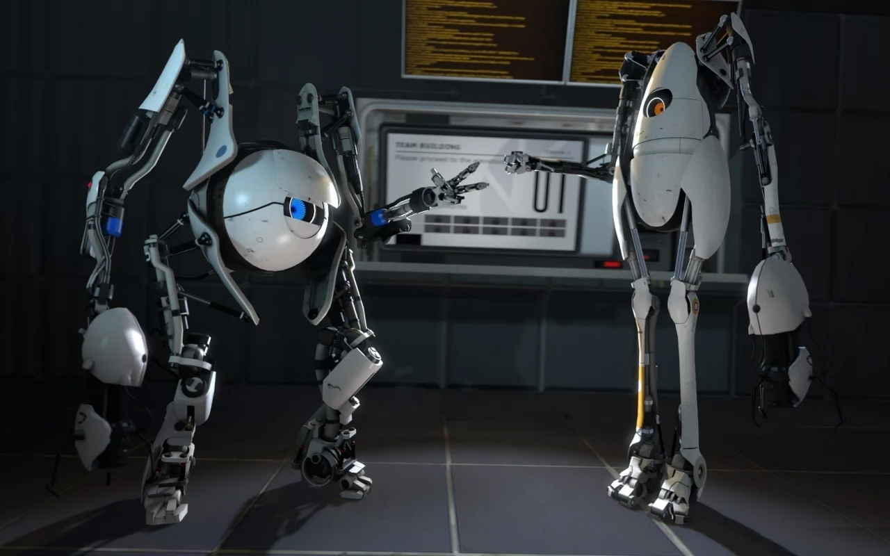 роботы, coop, камень-ножницы-бумага, portal 2