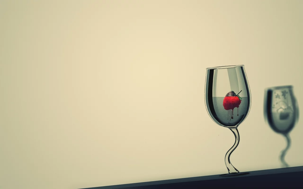 клубника, strawberry, drops, отражение, вода, water, краски, glass, капли, reflection, рисунок, бокал, picture, colors, 2560x1600