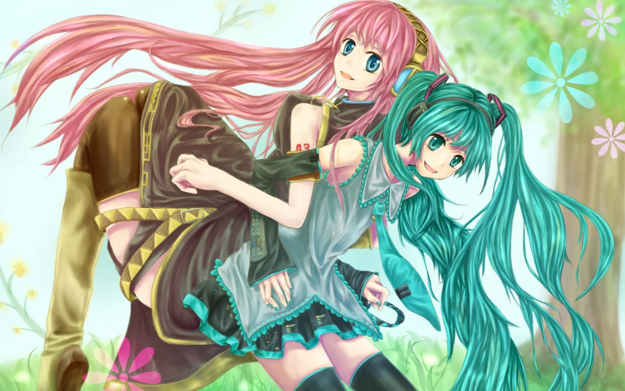 аниме, музыка, вокалоид, мику, hatsune miku, настроение, лука, девушки, megurine luka
