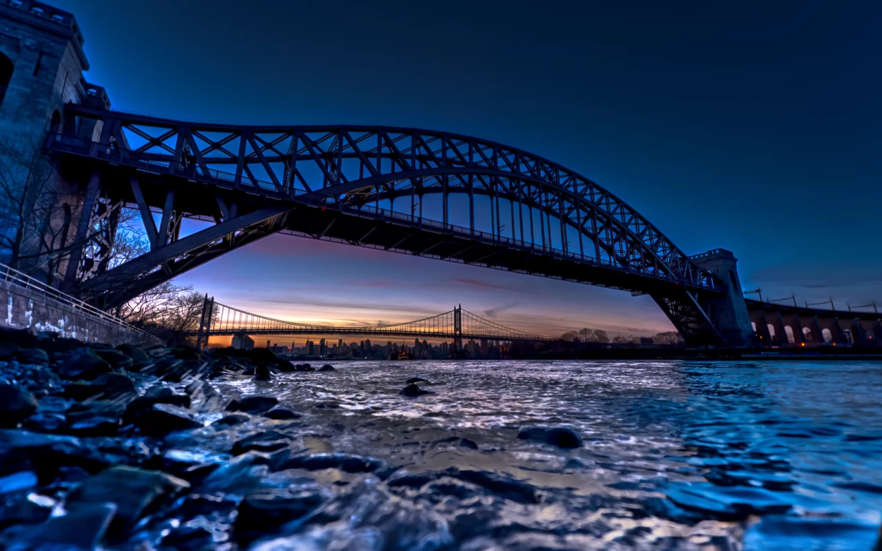 bridge, мост, закат, рассвет, вода, камни