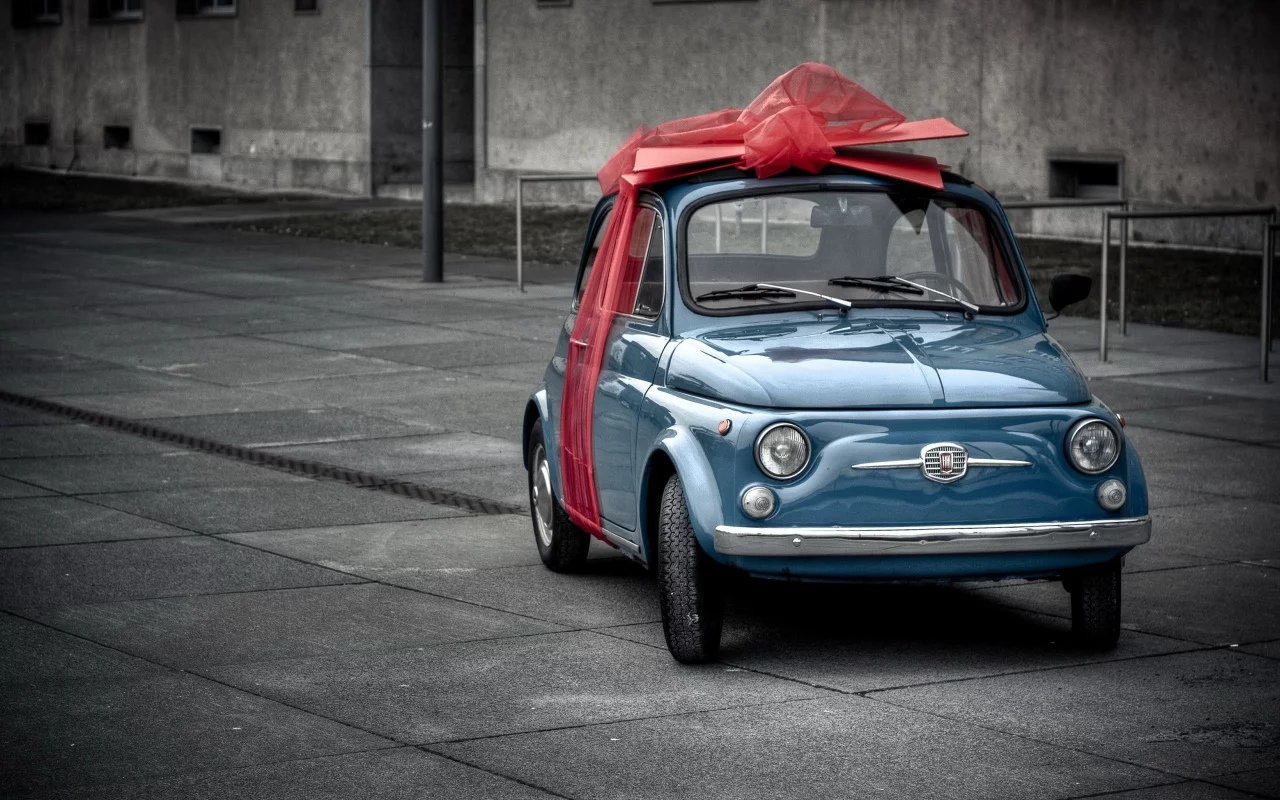 fiat, подарок, автомобиль, бант, фиат
