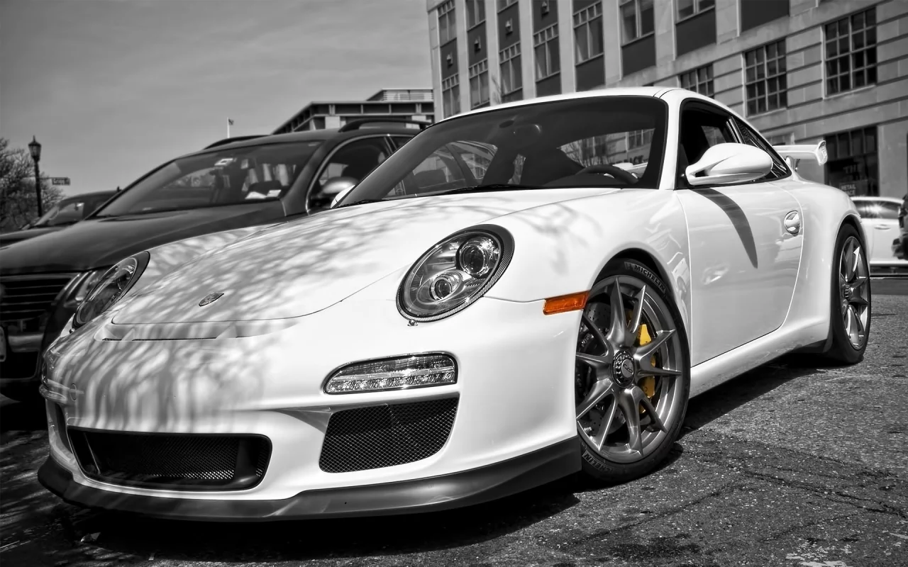 gt3, auto, cars, фото, стоянка, porsсhe, чб, wallpapers, город