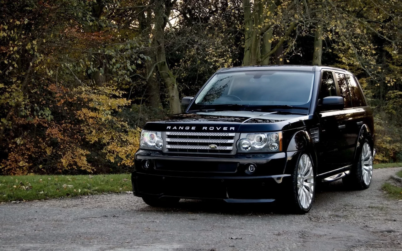 kahn, rover, cosworth, деревья, автомобиль, осень, машина, черный, range