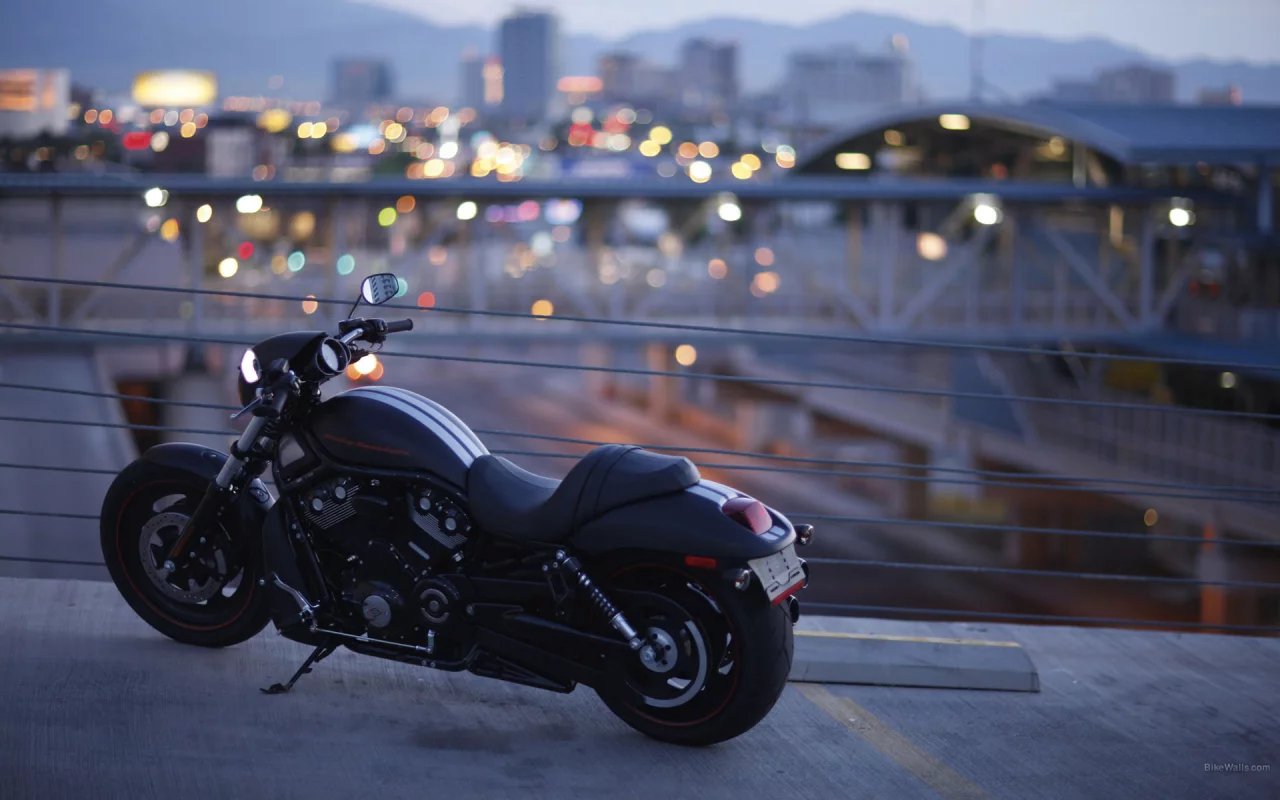 мост, harley-davidson, мотоцикл, город