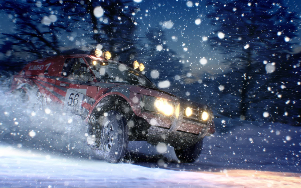 ночь, снег, dirt 3, land rover, скорость