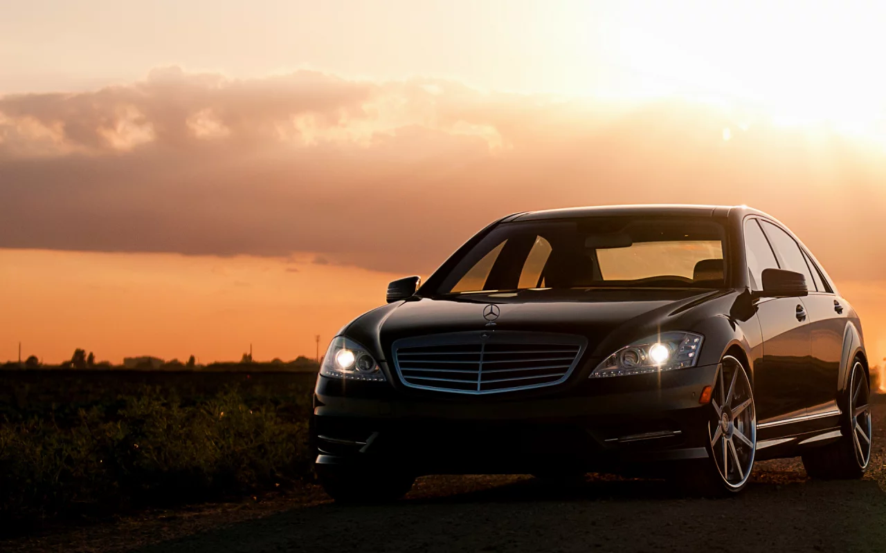 тачки, мерседес, s-class, закат, авто обои, авто фото, mercedes, auto wallpapers, cars, benz