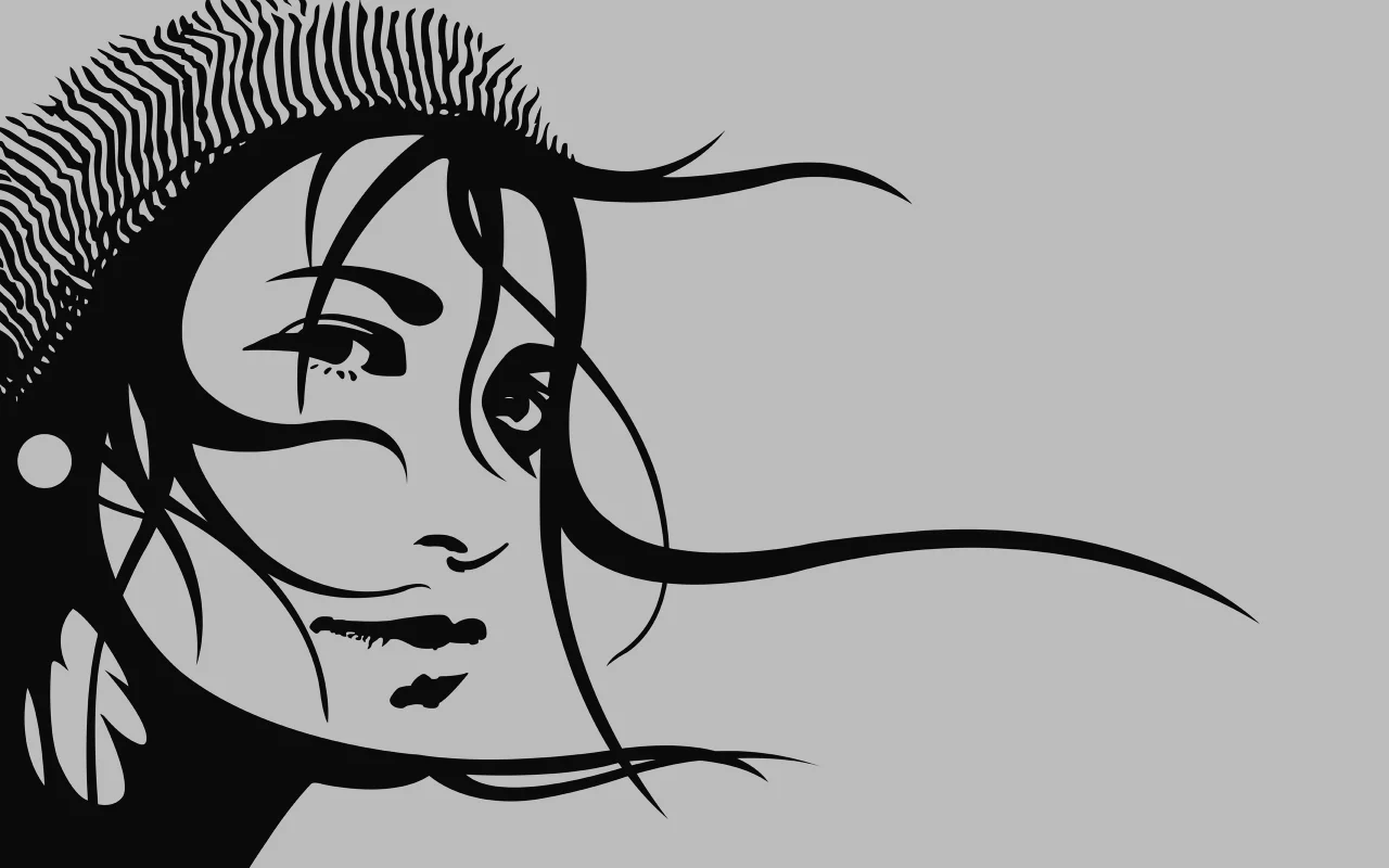 lines, look, волосы, девушка, picture, girl, eyes, вектор, рисунок, 2560x1600, hair, линий, стиль, vector, глаза, style, взгляд