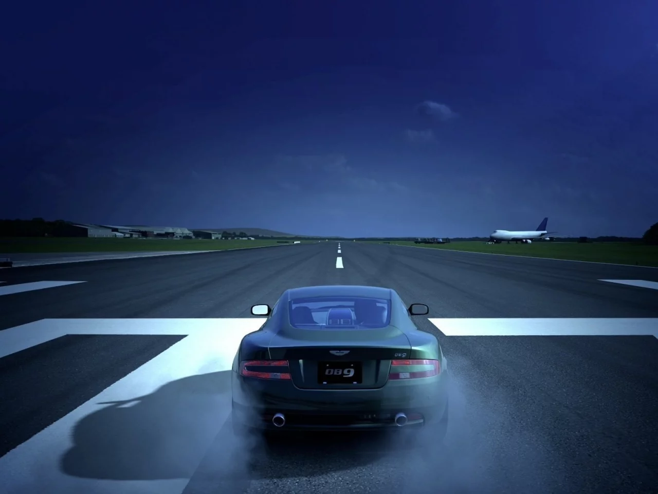 db9, самолет, взлетная полоса, aston martin, top gear